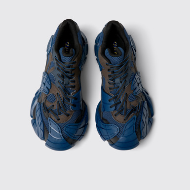 Overhead view of Tormenta Blue and Gray-Black Textile Sneakers