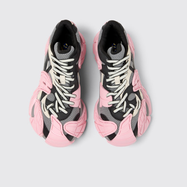 Overhead view of Tormenta Gray and Black-White Textile Sneakers
