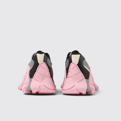 Back view of Tormenta Gray and Black-White Textile Sneakers