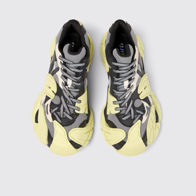 Overhead view of Tormenta Gray and Black-White Textile Sneakers