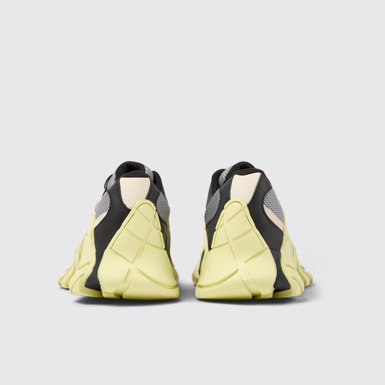 Back view of Tormenta Gray and Black-White Textile Sneakers