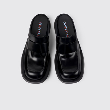 Overhead view of MIL 1978 Black leather loafer slide