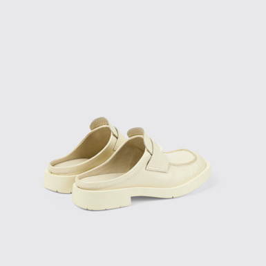 Back view of MIL 1978 White leather loafer slide