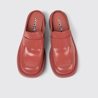 Overhead view of MIL 1978 Red leather loafer slide