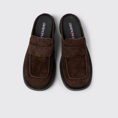 Overhead view of MIL 1978 Brown Nubuck Slide Loafers