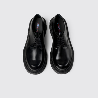Overhead view of Vamonos Black Leather Bluchers