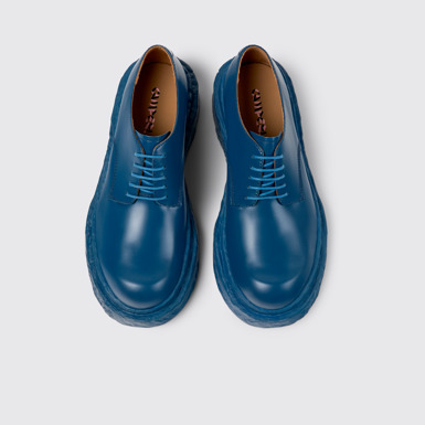 Overhead view of Vamonos Blue Leather Bluchers