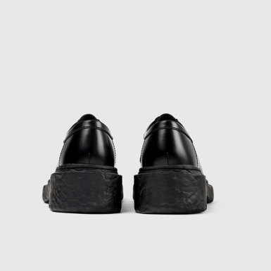 Back view of Vamonos Black Leather Lace-Up Shoes