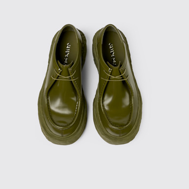 Overhead view of Vamonos Green Leather Wallabee Shoe