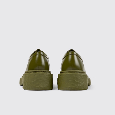 Back view of Vamonos Green Leather Wallabee Shoe