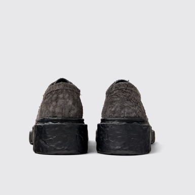 Back view of Vamonos Gray Leather Lace-Up Shoes