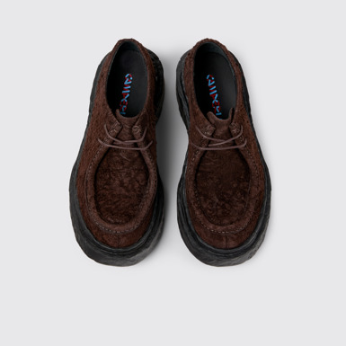 Overhead view of Vamonos Gray Nubuck Lace-Up Shoes