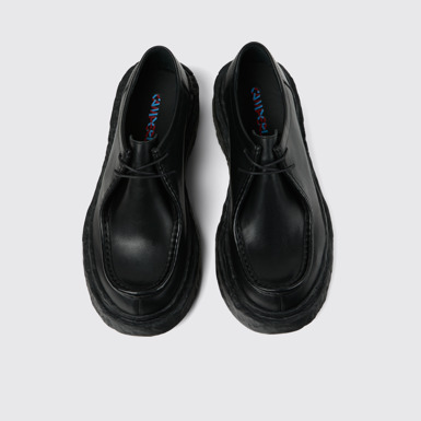 Overhead view of CAMPERLAB VAMONOS Black Leather Lace-Up Shoes