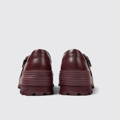 Back view of Traktori Burgundy Leather Mary Jane Clogs