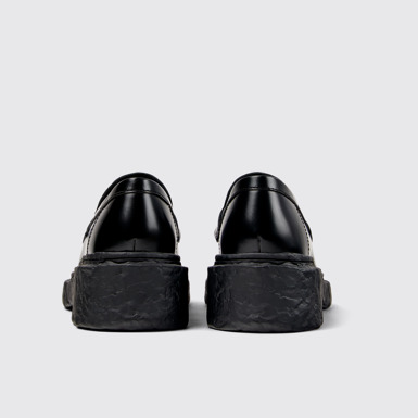 Back view of Vamonos Black Leather Loafers