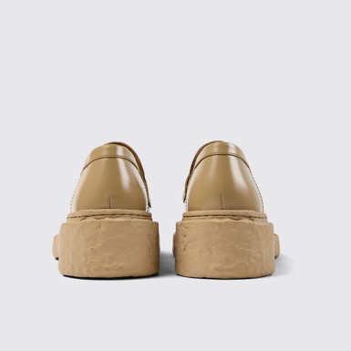 Back view of Vamonos Beige Leather Loafers