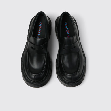 Overhead view of CAMPERLAB VAMONOS Black Leather Loafers