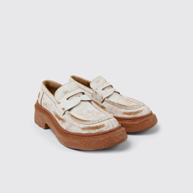 CAMPERLAB VAMONOS Mocassins en cuir craquelé blanc