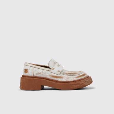 CAMPERLAB VAMONOS Mocassins en cuir craquelé blanc