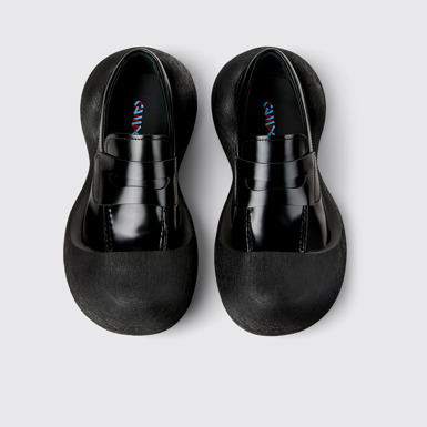 Overhead view of CAMPERLAB CARAMBA Black Leather Loafers