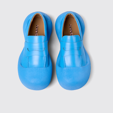 Overhead view of Caramba Blue Leather Loafers