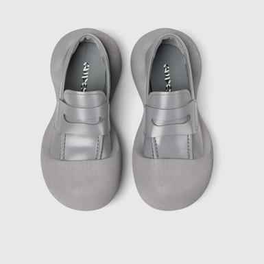 Overhead view of Caramba Gray Leather Loafers