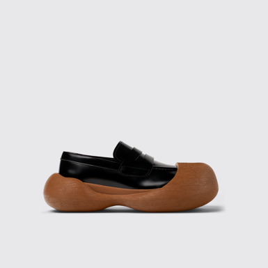 Side view of CAMPERLAB CARAMBA Black-brown leather loafers