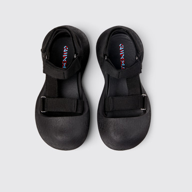 Overhead view of Caramba Black Recycled PET Sandals