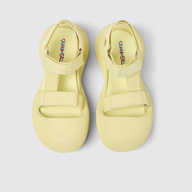 Overhead view of Caramba Yellow Recycled PET Sandals