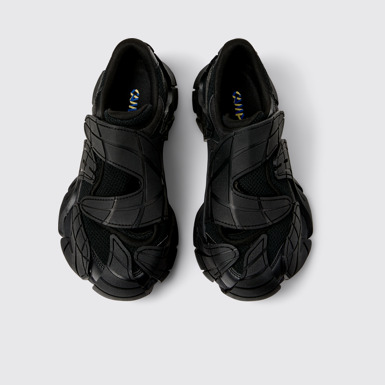 Overhead view of CAMPERLAB TORMENTA Black Textile Semi-Open Sneakers