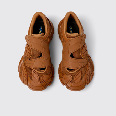 Overhead view of CAMPERLAB TORMENTA Brown Textile Semi-Open Sneakers