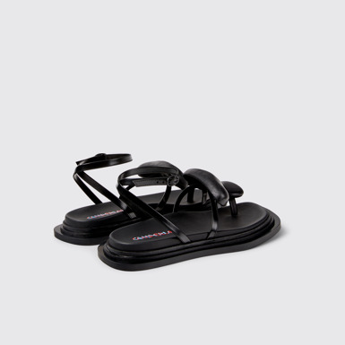 Back view of Nada Black Leather Sandals