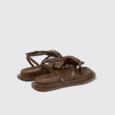 Back view of Nada Brown Leather Sandals