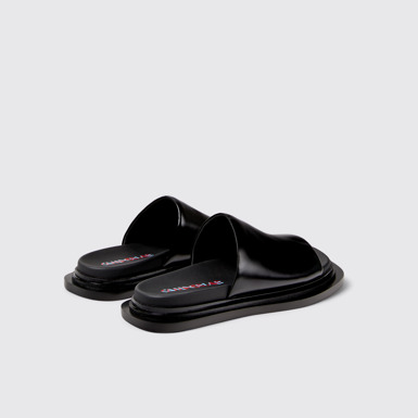 Back view of Nada Black Leather Sandals
