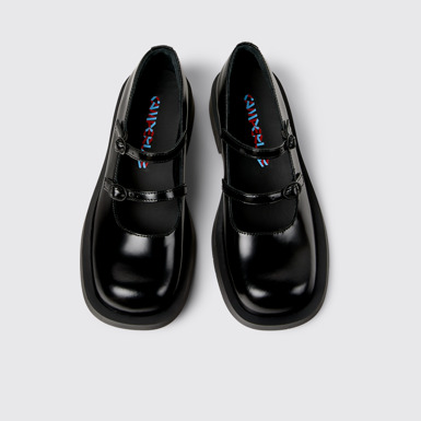 Overhead view of Mil 1978 Black Leather Mary Janes