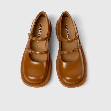 Overhead view of Mil 1978 Brown Leather Mary Janes