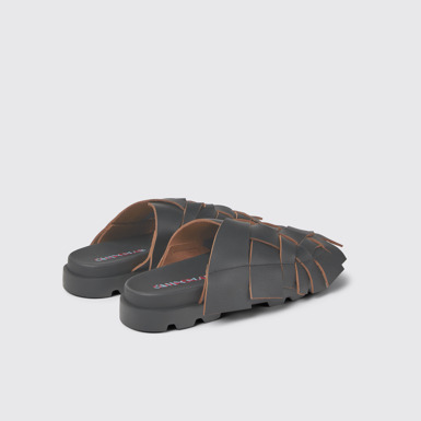 Back view of Brutus Sandal Black Leather Sandal