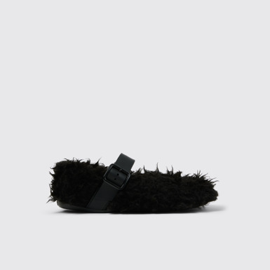 Side view of Wabi Black recycled PET Mary Janes