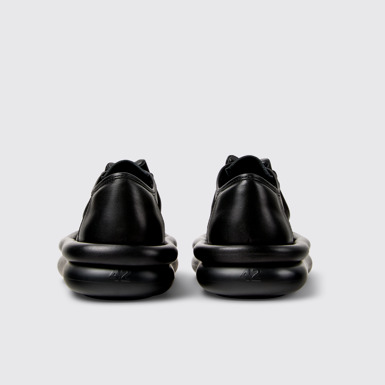 Back view of Aqua Black leather shoes