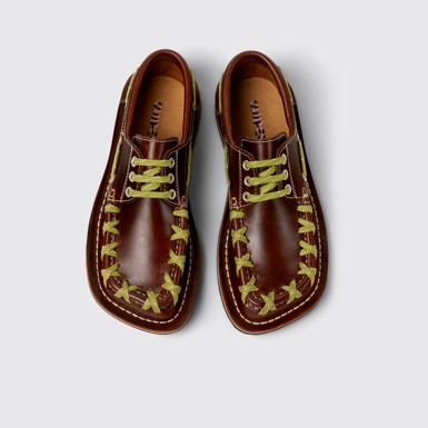 Overhead view of Eki Brown boat shoes