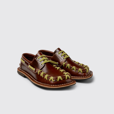 Front view of Eki Brown boat shoes