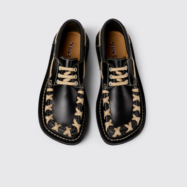 Overhead view of Eki Black boat shoes