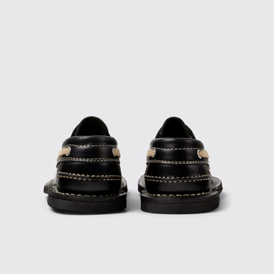 Back view of Eki Black boat shoes