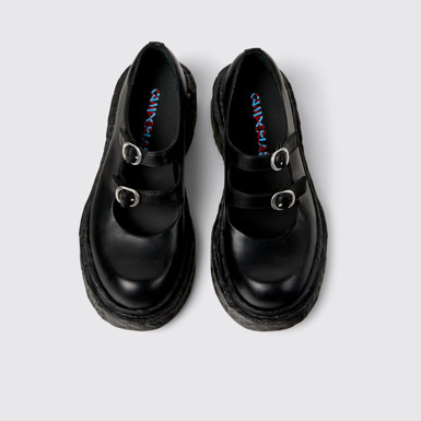 Overhead view of CAMPERLAB VAMONOS Black Leather Mary Janes
