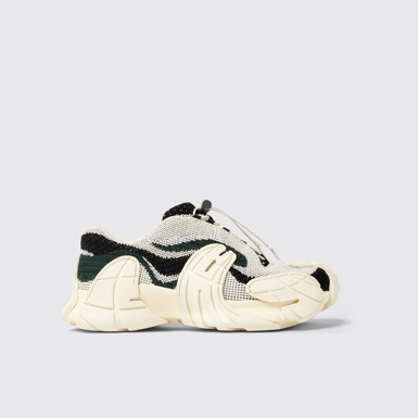Side view of CAMPERLAB TORMENTA White-green textile sneakers