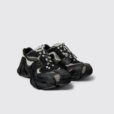 Front view of CAMPERLAB TORMENTA Black-Gray Textile Sneakers