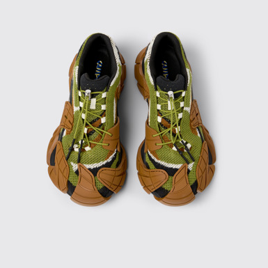 Overhead view of CAMPERLAB TORMENTA Brown-Green Textile Sneakers