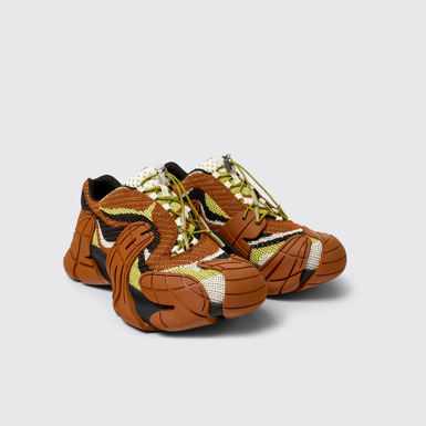 Front view of CAMPERLAB TORMENTA Brown-Green Textile Sneakers
