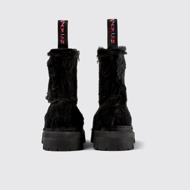 Back view of Eki Black long calf hair boots