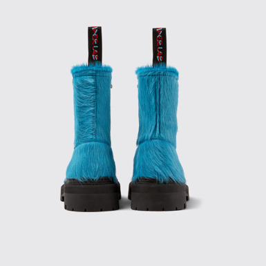 Back view of Eki Blue long calf hair boots
